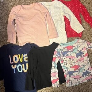 Carter's Kids Long Sleeve Tees - Red, Pink, Blue, Black, White Bundle Set